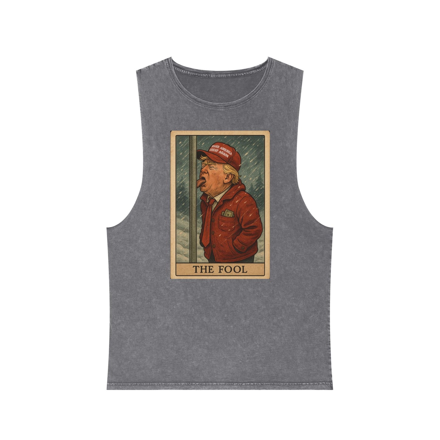 Unisex Stonewash Tank Top - The Fool Resist Graphic Tee