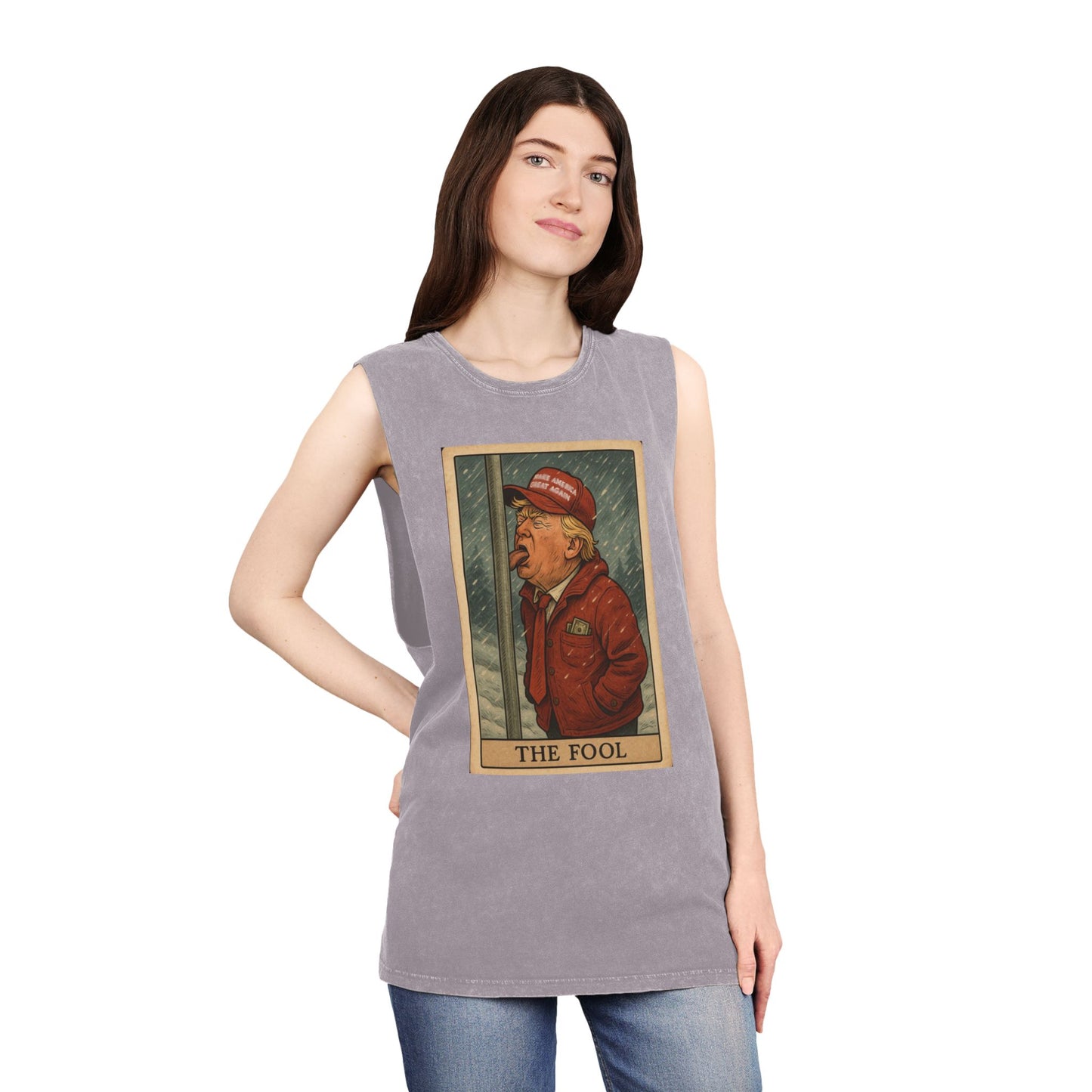 Unisex Stonewash Tank Top - The Fool Resist Graphic Tee