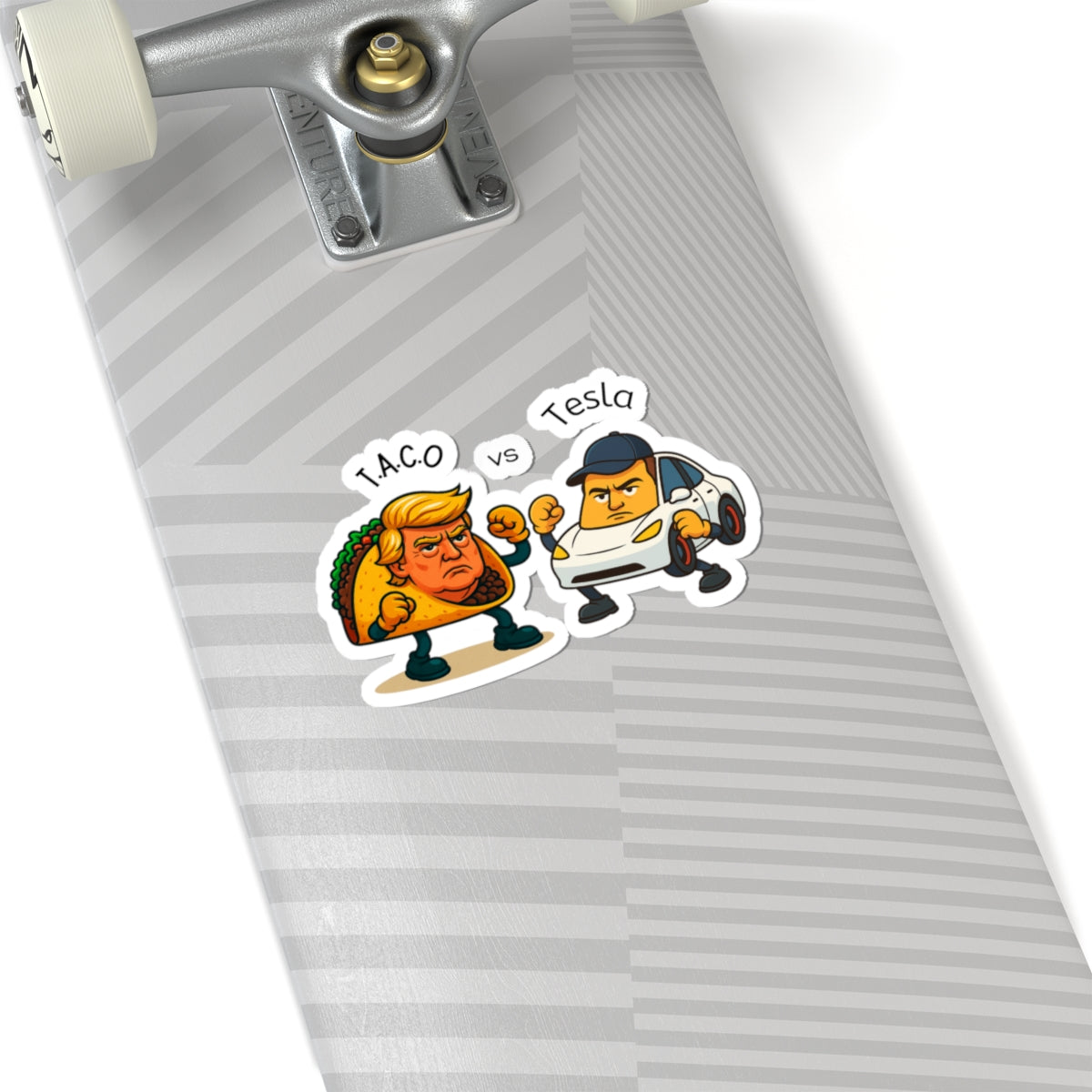 Funny Taco vs Tesla Kiss-Cut Stickers, Humorous Laptop Decals, Gift for Food Lovers, Political Humor, Car Enthusiasts