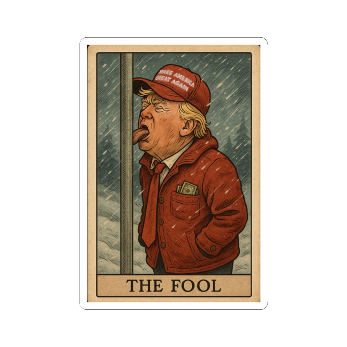 Funny Political Kiss-Cut Stickers - "THE FOOL" Design for Laptop and Water Bottles