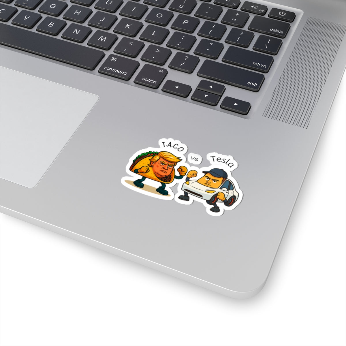 Funny Taco vs Tesla Kiss-Cut Stickers, Humorous Laptop Decals, Gift for Food Lovers, Political Humor, Car Enthusiasts