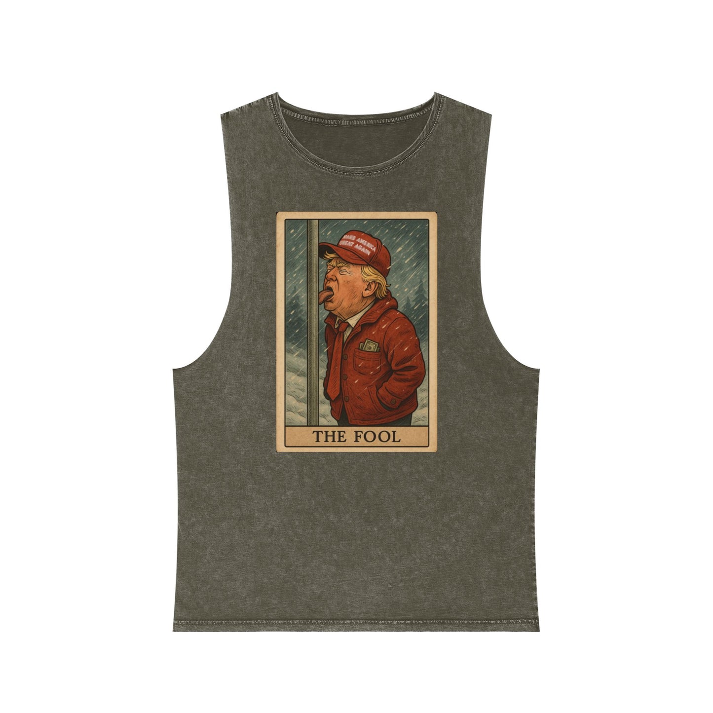 Unisex Stonewash Tank Top - The Fool Resist Graphic Tee