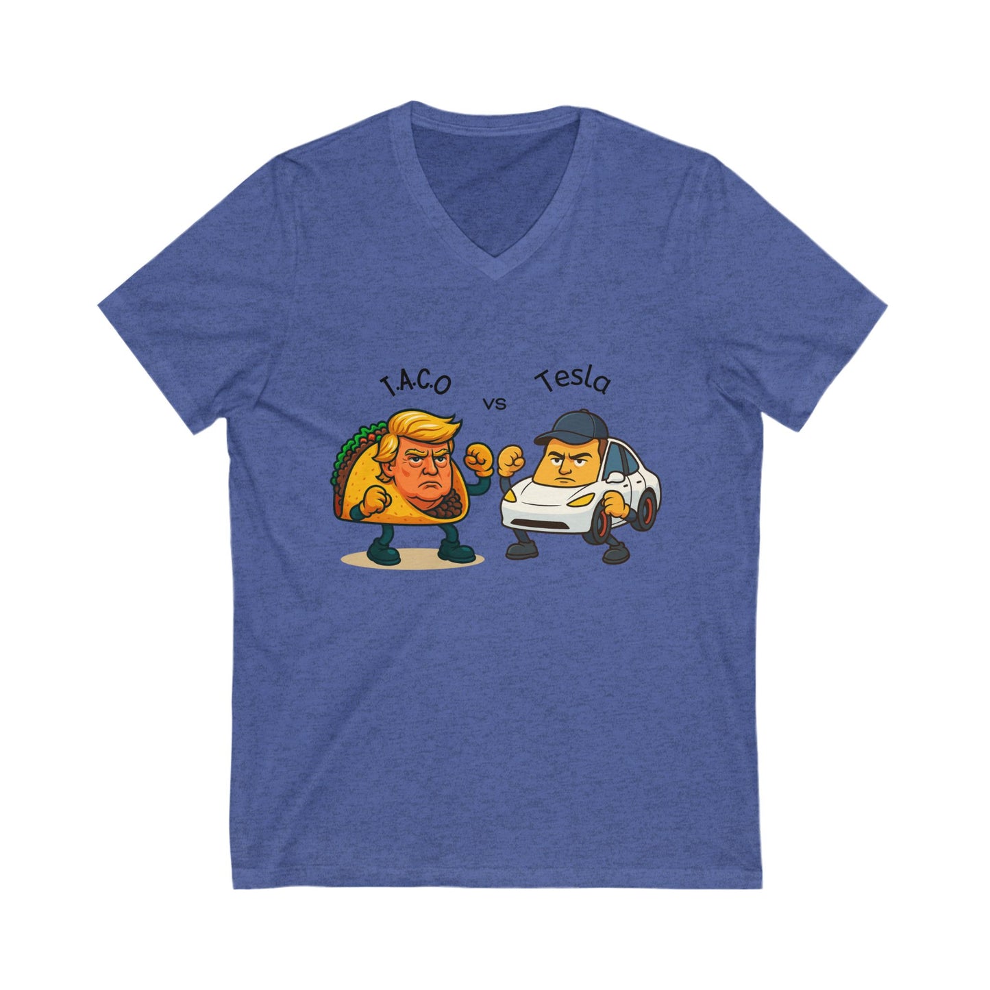 Playful Political Tee - Taco vs Tesla, Humor Shirt for Election Supporters, Gift for Friends, Protest Wear, Unisex V-Neck